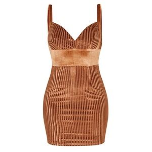 Rust velvet mini dress